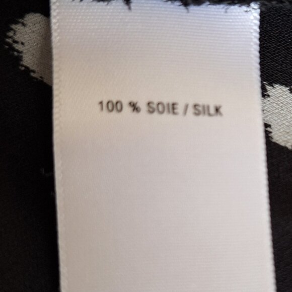 100% Silk Black and White Polkadot Sleeveless top with bow - Picture 12 of 15